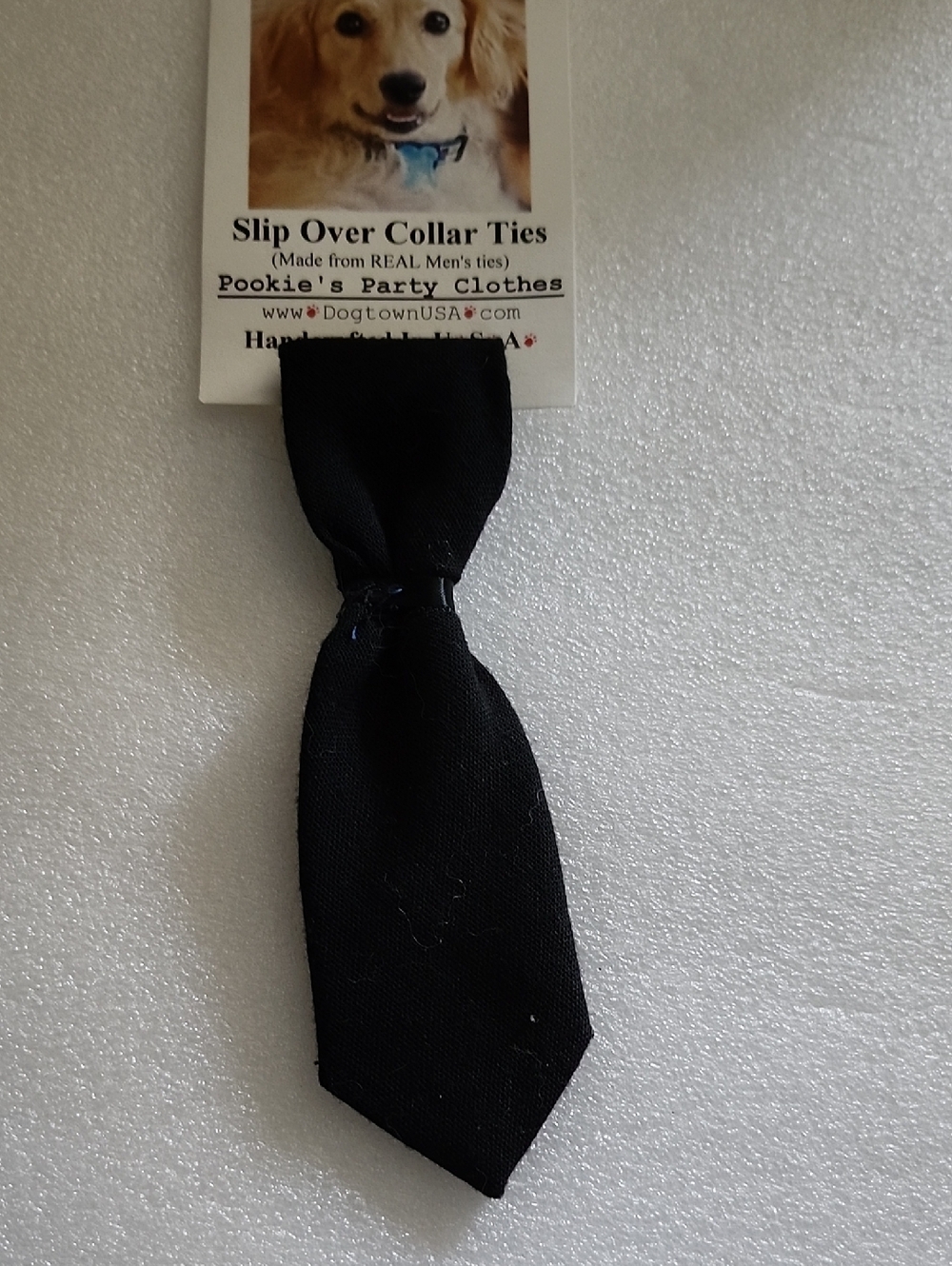 Hand Crafted Black Slip Over Collar Tie for Dogs